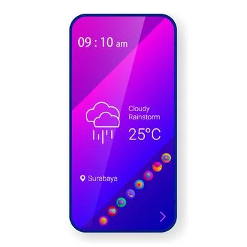 Custom home screen user interface mobile app realistic Stock Illustration