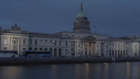 Custom House, Dublin at Dusk Stock Footage 123647284