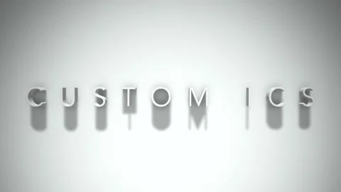 Custom ICs 3D title animation with shadows on a white background Stock Footage 296617571