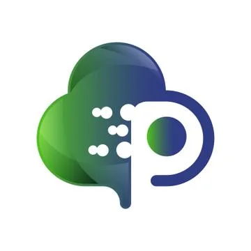 Custom initial letter P cloud Logo Design Great Logo Leters Icon Vector Desig 스톡 일러스트