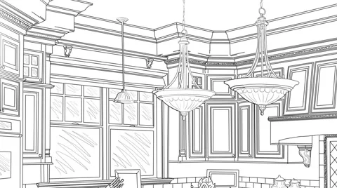 Custom Kitchen Drawing Panning to Reveal Finished Design Stock Footage 49725229