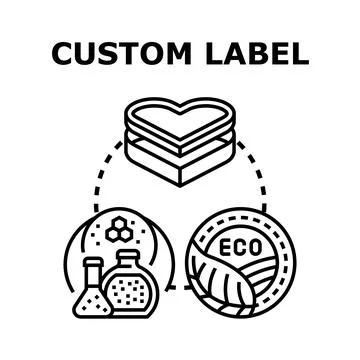 Custom label creating product packaging and eco emblems concept Stock Illustration