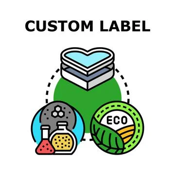 Custom label creating product packaging and eco emblems concept Stock Illustration