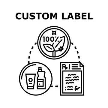 Custom label design for product packaging concept Stock Illustration