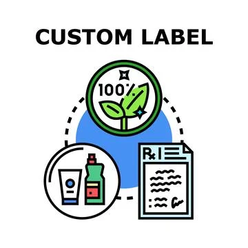 Custom label design for product packaging concept Stock Illustration