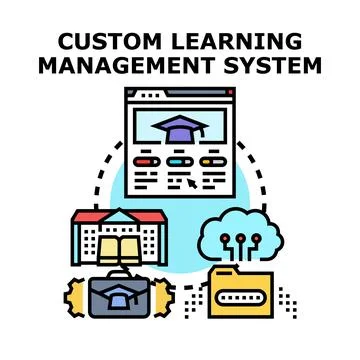 Custom learning management system integrating education and technology Stock Illustration