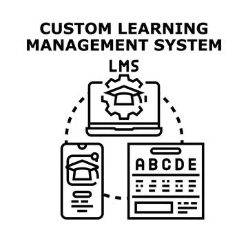 Custom learning management system software development concept イラスト素材