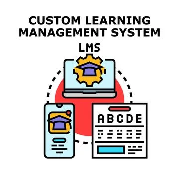Custom learning management system software development concept Illustrazione stock