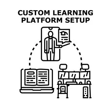 Custom learning platform setup development providing online education Stock Illustration
