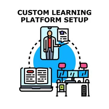 Custom learning platform setup development providing online education Stock Illustration