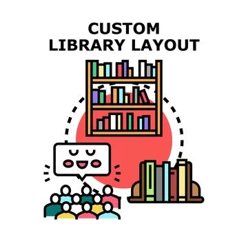 Custom library layout concept presenting book organization Stock Illustration