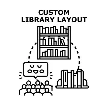 Custom library layout concept presenting book organization Stock Illustration