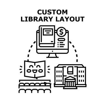 Custom library layout planning and design concept Illustration