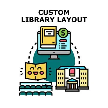 Custom library layout planning and design concept Stock Illustration