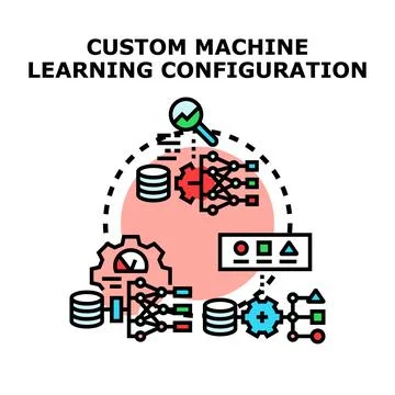 Custom machine learning configuration data analytics development Stock Illustration