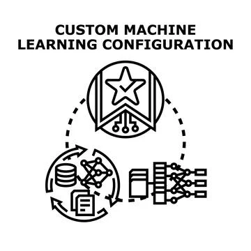 Custom machine learning configuration developing ai solutions Stock Illustration