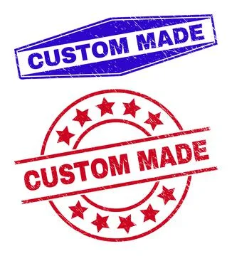 CUSTOM MADE Corroded Stamps in Circle and Hexagonal Forms Illustrazione stock