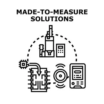Custom made to measure manufacturing solutions concept Stock Illustration