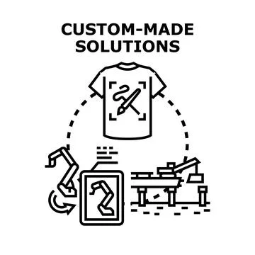 Custom made product solutions with automated manufacturing process Illustrazione stock