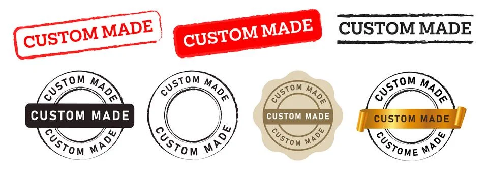 Custom made rectangle and circle stamp label sticker special customized Stock Illustration