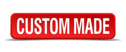 Custom made red three-dimensional square button isolated on white background Stock Illustration