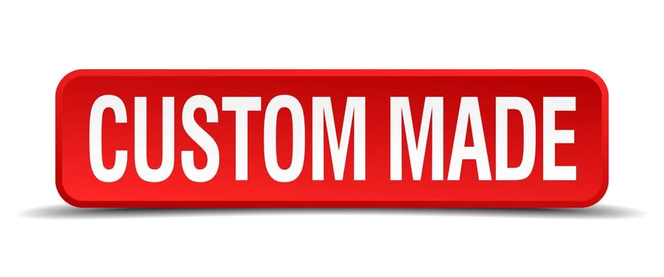 Custom made red three-dimensional square button isolated on white background Stock Illustration