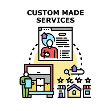 Custom made services delivering personalized client solutions Stock Illustration