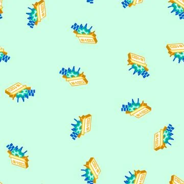 Custom manufacturing engineer isometric icon seamless pattern 스톡 일러스트