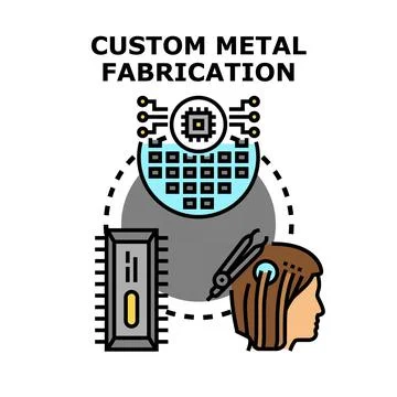 Custom metal fabrication engineering future technology development Stock Illustration