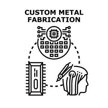 Custom metal fabrication engineering future technology development Stock Illustration
