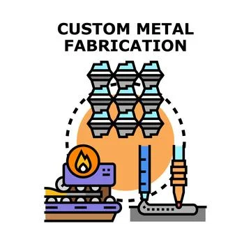Custom metal fabrication process producing engineered parts Stock Illustration