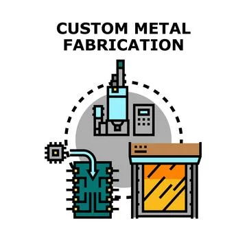 Custom metal fabrication process using industrial technology Stock Illustration