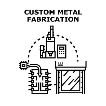 Custom metal fabrication process using industrial technology Stock Illustration