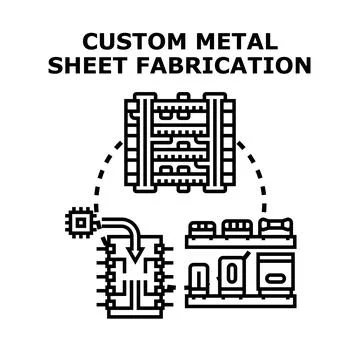 Custom metal sheet fabrication process engineering development 스톡 일러스트