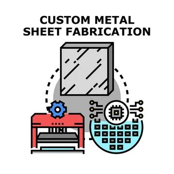 Custom metal sheet fabrication process with modern technology Stock Illustration