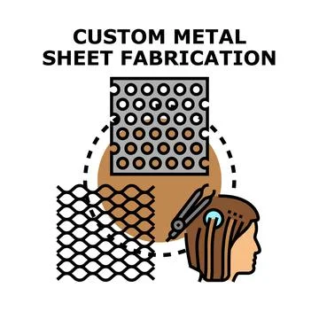 Custom metal sheet fabrication process concept illustration Stock Illustration