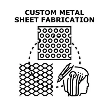 Custom metal sheet fabrication process concept illustration Stock Illustration