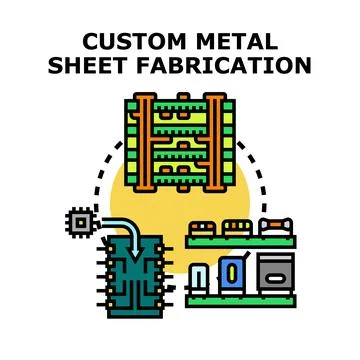 Custom metal sheet fabrication process engineering development Stock Illustration
