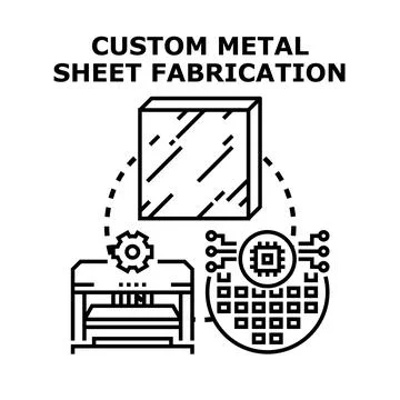 Custom metal sheet fabrication process with modern technology Stock Illustration