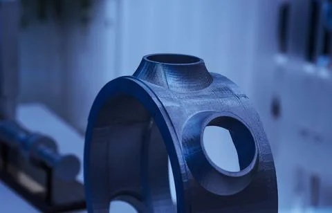 Custom-milled machine part made with CNC machine. Stock Photos