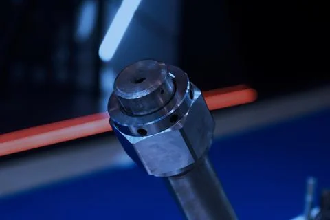 Custom-milled machine part made with CNC machine. Stock Photos