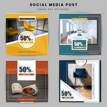 Custom minimal social media post design template Stock Illustration