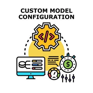 Custom model configuration process with programming parameters Illustrazione stock