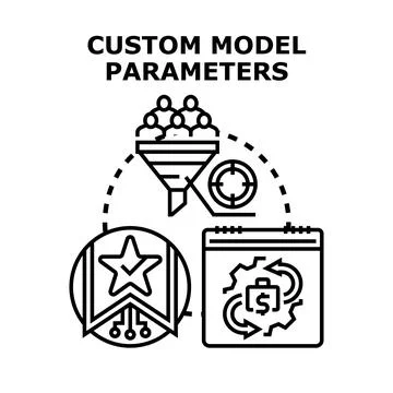 Custom model parameters defining business strategy process Stock Illustration