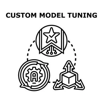 Custom model tuning developing ai algorithms and data optimization Stock Illustration