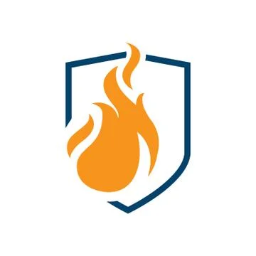 Custom modern fire shield logo vector design illustration Stock Illustration
