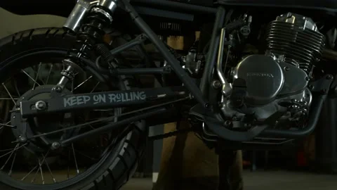 Custom motorcycle close Stock Footage 147554287