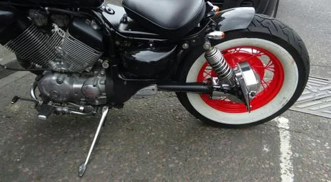 Custom Motorcycle Engine And Rear Wheel Stock Photos