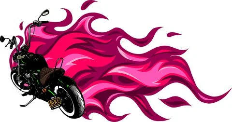 Custom motorcycle with flames vector illustration design Illustrazione stock