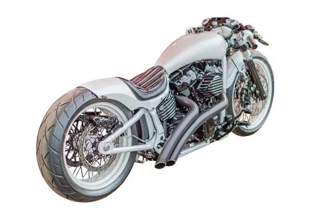 Custom motorcycle isolated on white background, minimalist design, sleek pr.. Stock Photos